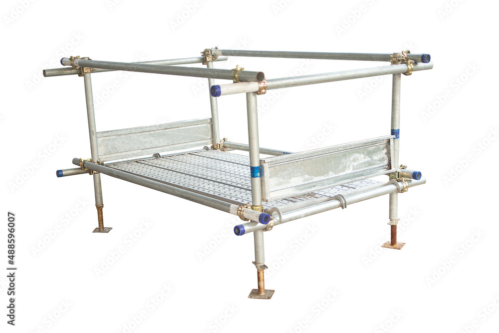 scaffolding, white background, used in construction. scaffolding, white background, used in construction.