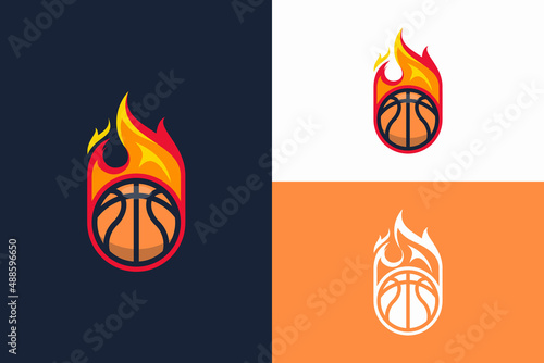 sports logo fire basketball illustration