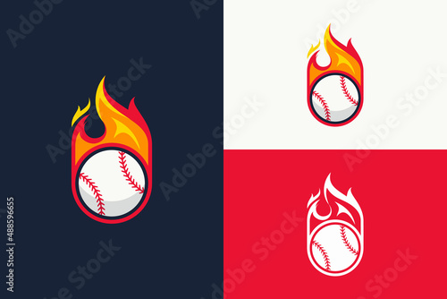 sports logo fire baseball illustration