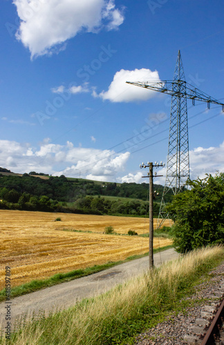 summer landscape scenery with railroad