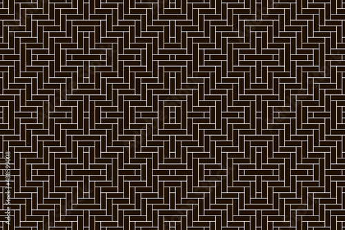 Rattan lattice basket seamless black and white pattern. Abstract texture. Vector woven bamboo backdrop. Interlace placemat. Geometric herringbone structure. Straw or wooden decorative material