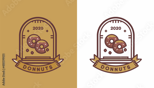 donut logo design, modern vintage wet cake for cafe logo, suitable for food and beverage business