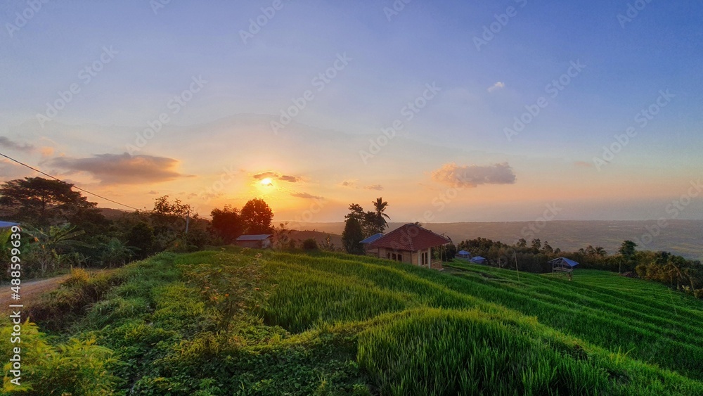 sunset in the mountains bali
