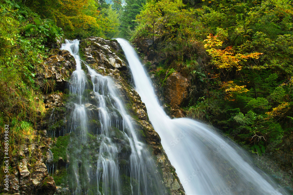 Waterfall in the woods - Urlatoarea Waterfall Romania