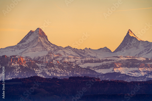 Schreckhorn and Finsteraarhorn
