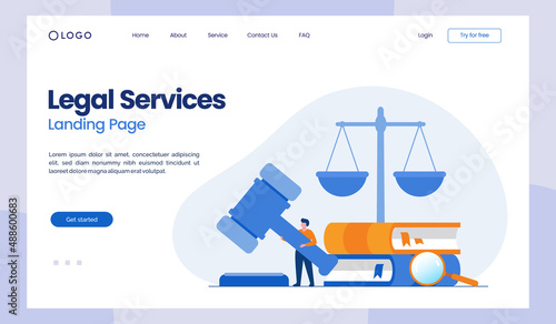 law firm and legal services concept, lawyer consultant, judicial flat illustration vector landing page