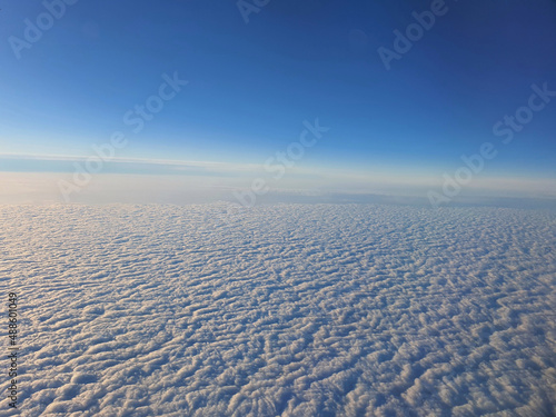 The stratosphere is the second layer of Earth's atmosphere. It lies between the troposphere and the sosphere. The plane will fly in this class. light air photo