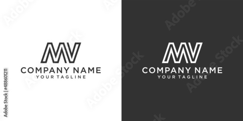 MV or VM initial letter logo design vector. photo
