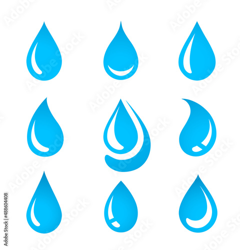 water droplets set icons with design elements