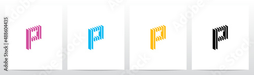 Rectangle Vertical Layer Letter Logo Design P