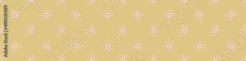 Gender neutral sunshine vector banner . Simple whimsical romantic 2 tone border. Kids nursery wallpaper or scandi all over print. 