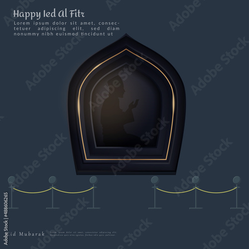 Happy ied mubarak background with flat design style with copye space are