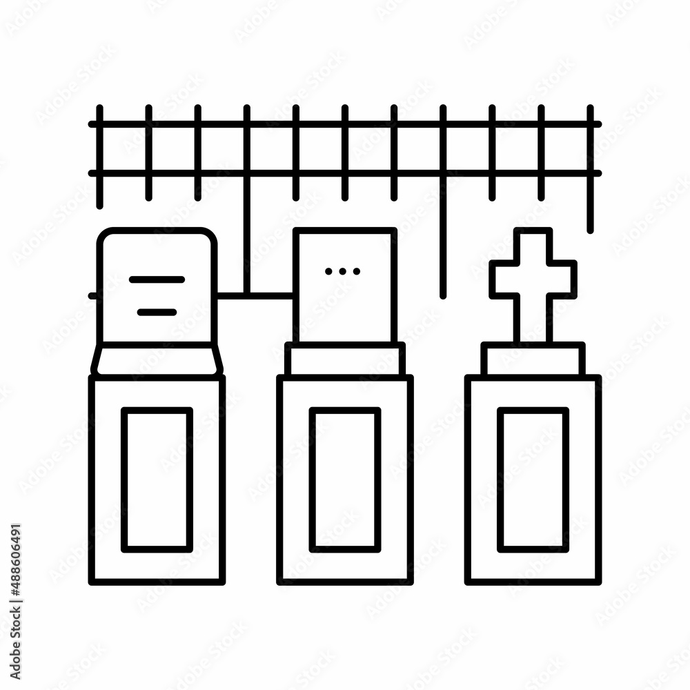 graveyard halloween line icon vector illustration graveyard halloween line icon vector illustration