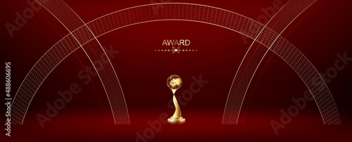 Red Carpet Bollywood Stage Maroon Steps Spot Light Golden Royal Awards Graphics Background Elegant Shine Modern Template Luxury Premium Corporate Abstract Design Template Banner