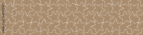 Gender neutral sleepy star and moon seamless vector background. Simple whimsical romantic 2 tone pattern banner. Kids nursery wallpaper or scandi band.