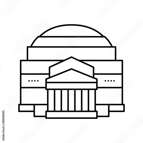 pantheon ancient rome building line icon vector illustration