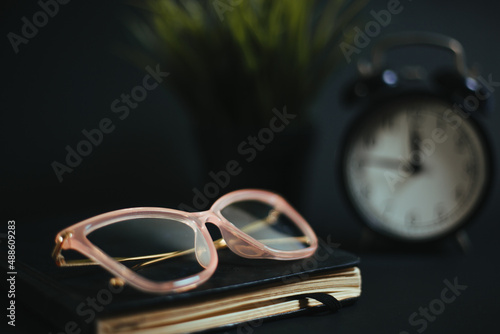 glasses and book