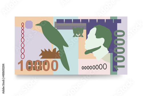 Dobra Vector Illustration. São Tomé and Príncipe money set bundle banknotes. Paper money 10000 STN. Flat style. Isolated on white background. Simple minimal design.