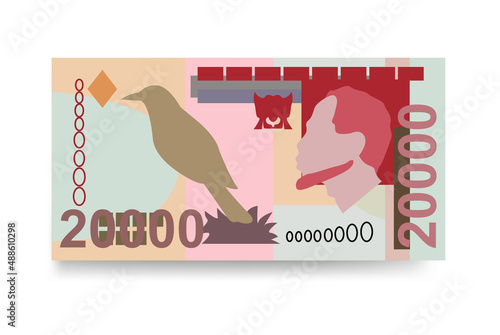Dobra Vector Illustration. São Tomé and Príncipe money set bundle banknotes. Paper money 20000 STN. Flat style. Isolated on white background. Simple minimal design.