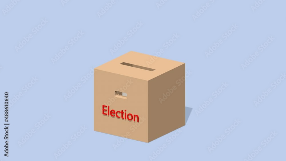The votes of the voters fall into the ballot box. 3D animation. Election concept The votes of the voters fall into the ballot box. 3D animation. Election concept