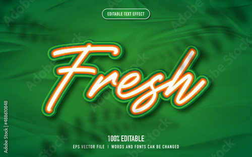 fresh text effect in 3d with green color