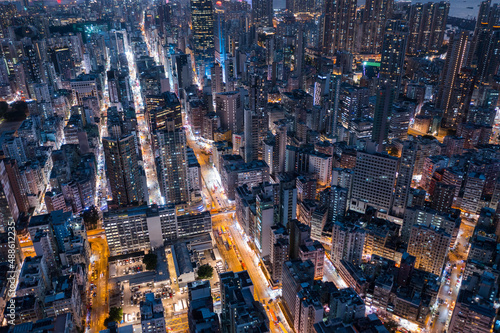 Aerial view of Hong Kong Mong Kok district © leungchopan