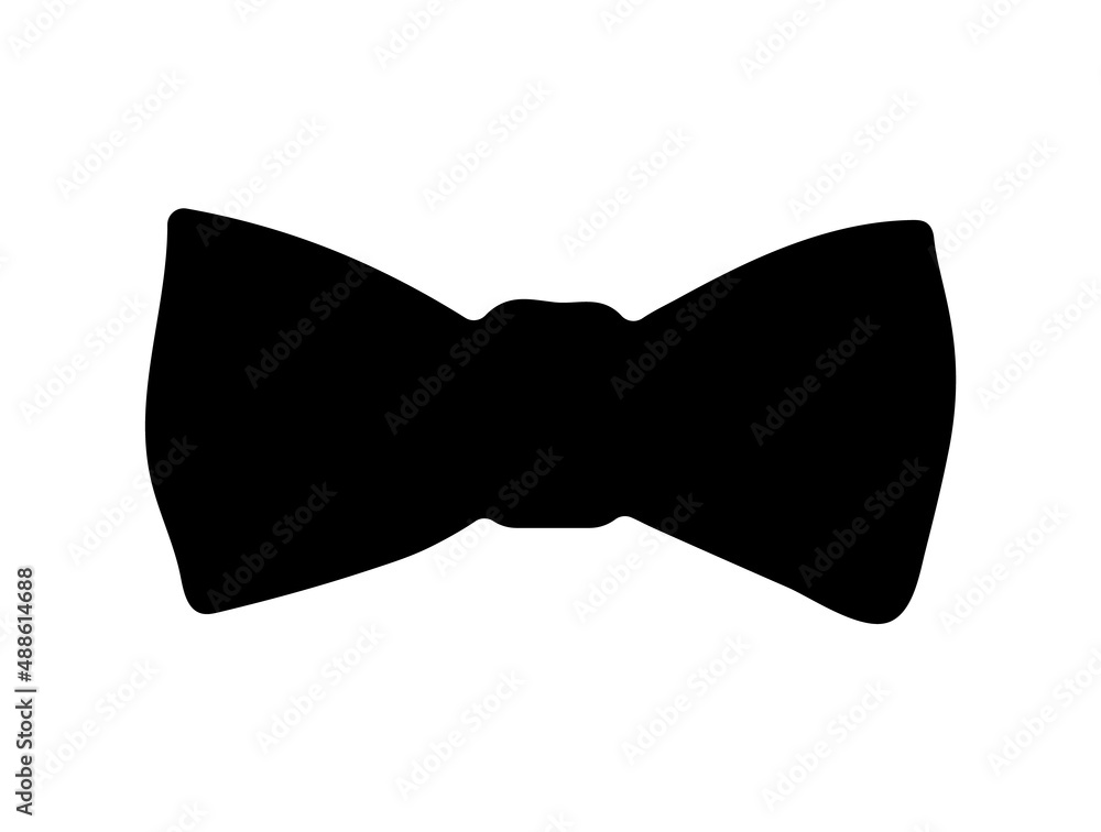 Bow tie black icon. Silhouette of a man in a suit. Accessories for weddings, proms, birthdays. Flat design. Icon isolated on white background. Vector Bow tie black icon. Silhouette of a man in a suit. Accessories for weddings, proms, birthdays. Flat design. Icon isolated on white background. Vector