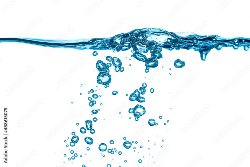 Water splash wave surface with bubbles of air.