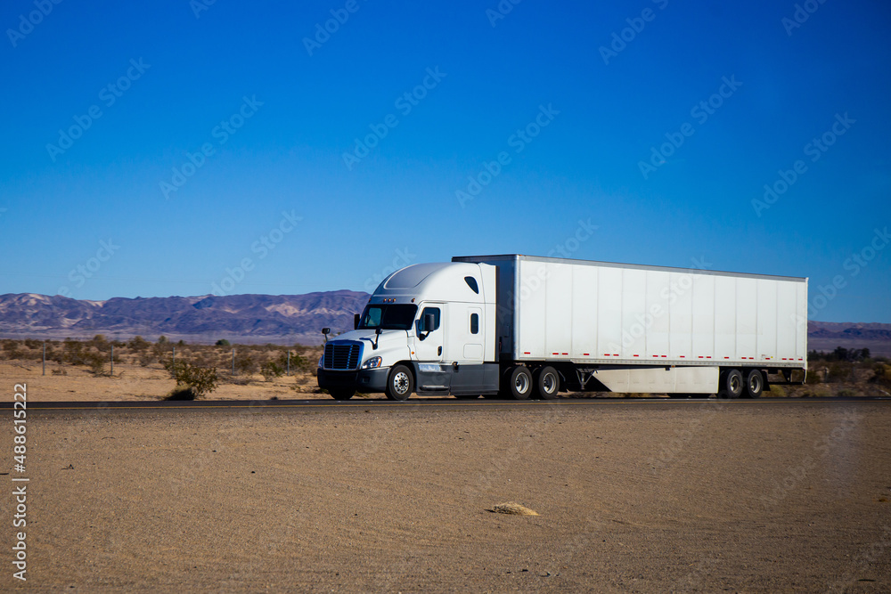 Semi Trucks on the Nevada Highway, USA. Trucking in Nevada , USA