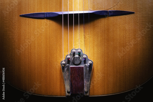 Canvas Print Tailpiece of Gypsy Jazz Acoustic Guitar