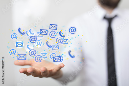 3D rendering flying email icon and web flying