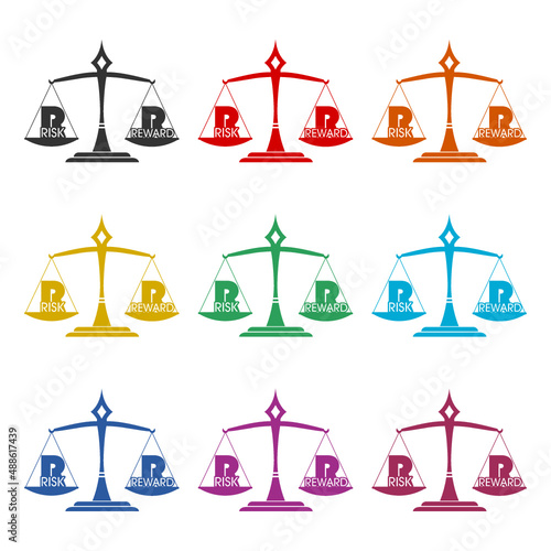 Risk reward scale icon or logo, color set