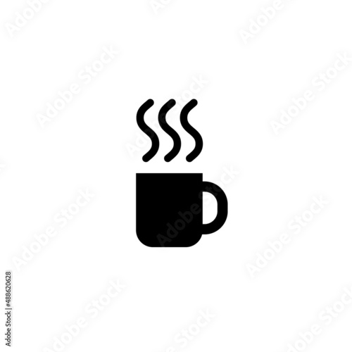 Coffee cup black glyph icon. Hot drink. Vector isolated on white.
