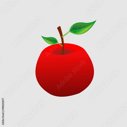 Simple 3d red apple fruit logo