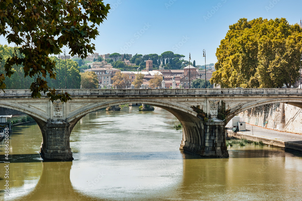 One of the many bridges in Rome over the river Tiber