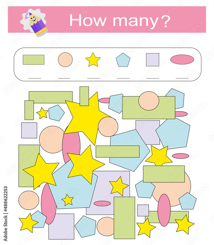 Math game for kids. Preschool worksheet activity. Printable worksheet Stock Vector | Adobe Stock