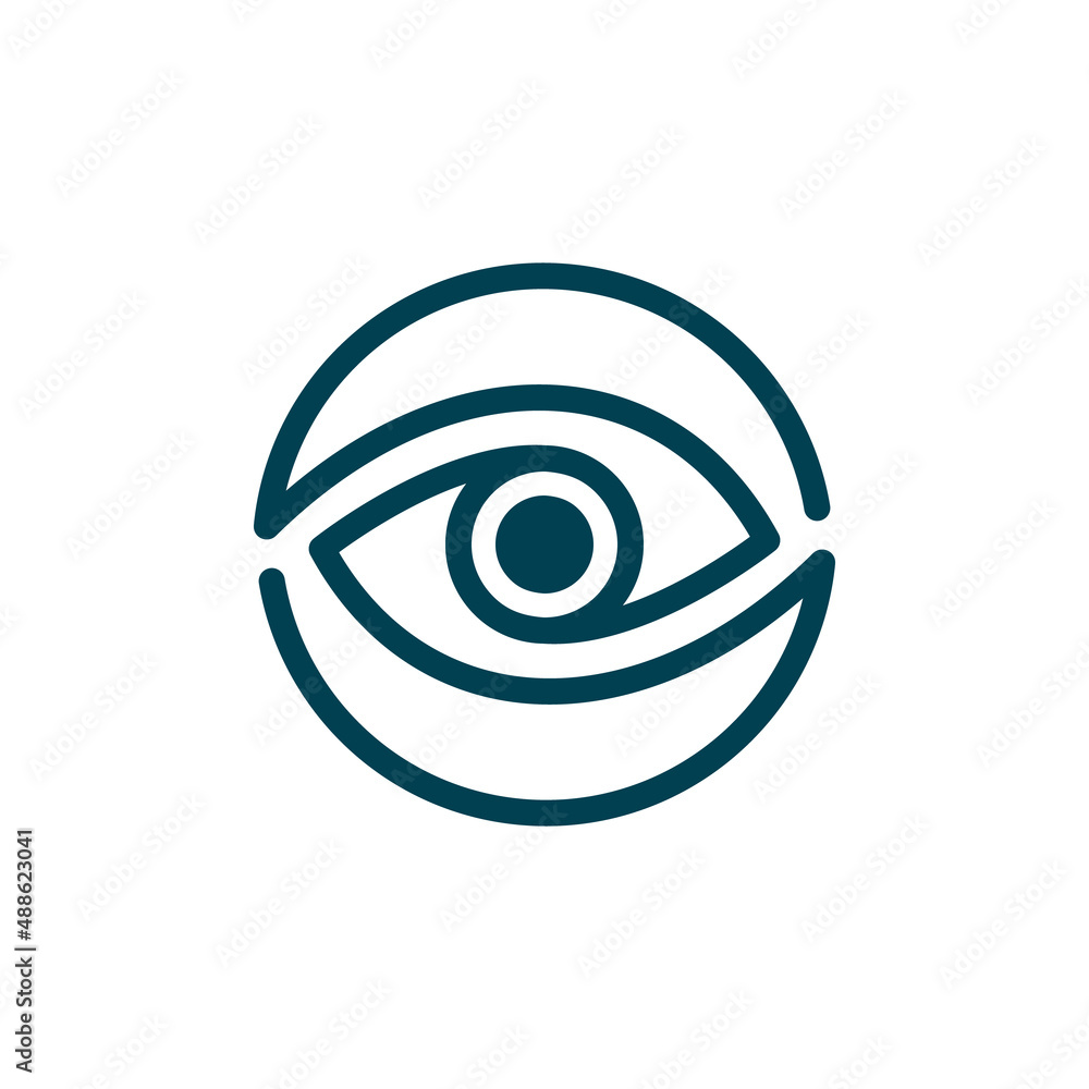 Eye logo symbol design. Creative camera media icon. Global vision logotype Eye logo symbol design. Creative camera media icon. Global vision logotype