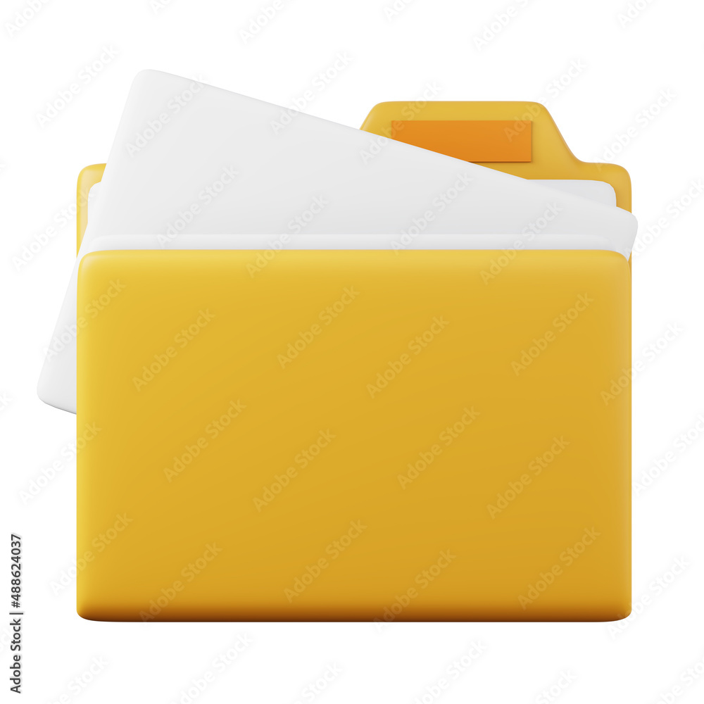 Full documents folder high quality 3D render illustration. File organisation and protection concept computer icon.