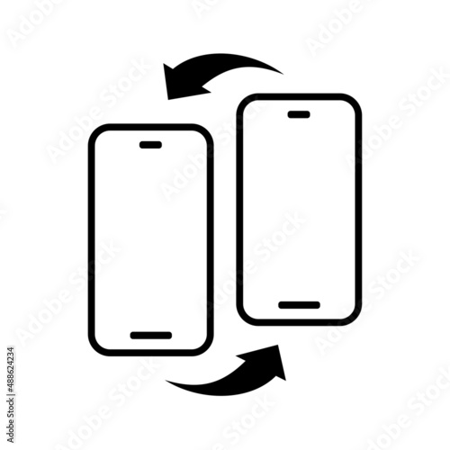Two phone transferring data to each other. Vector illustration