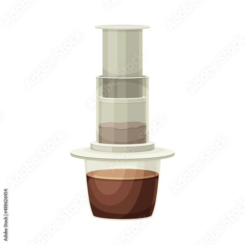 Coffee Brewing with Vacuum Coffee Maker as Cafe Cooking Appliance Vector Illustration