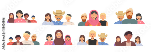 Multiethnic group of people standing together community and togetherness concept, diversity portrait. Characters men and women isolated on white. Crowd community. Social diversity friends or relatives