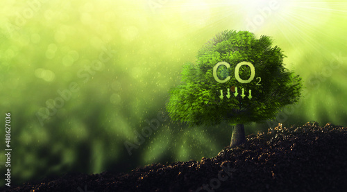 Reduce CO2 emission concept.Clean and friendly environment without carbon dioxide emissions.