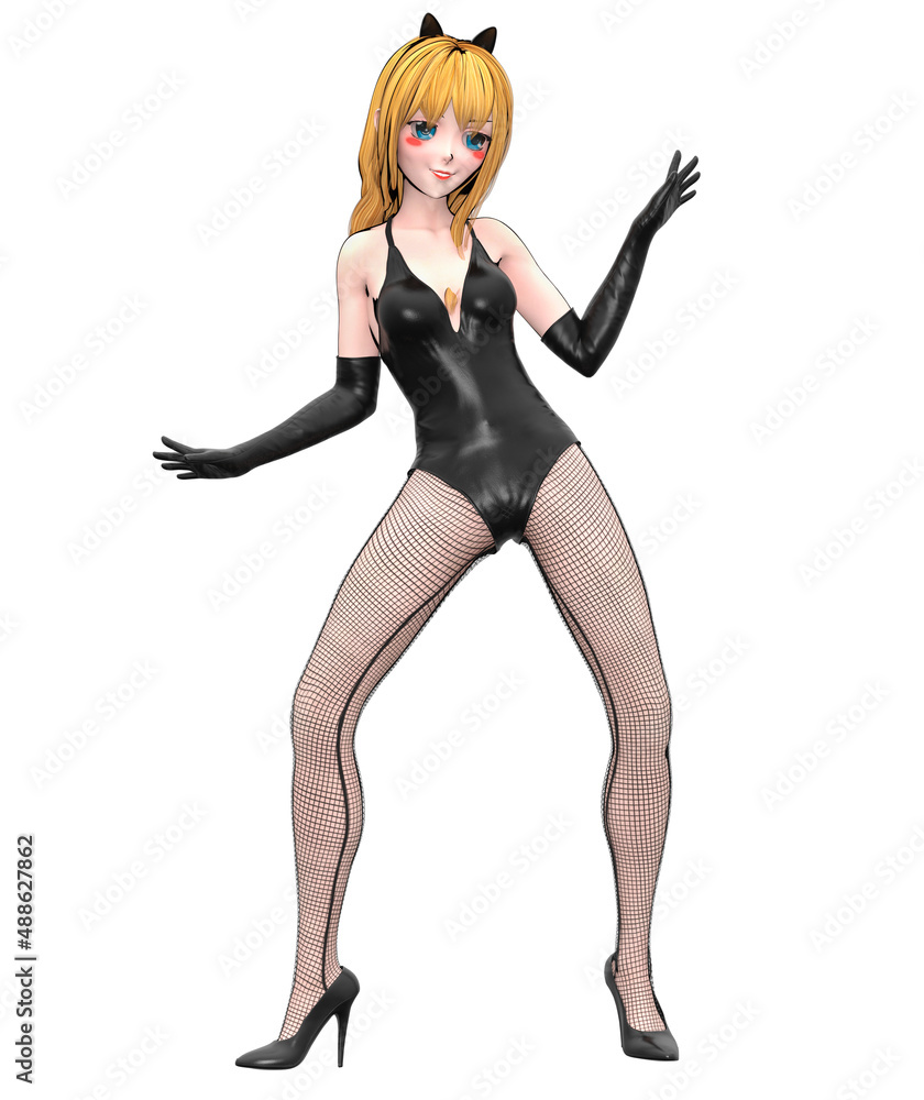 Fototapeta premium 3D japanese anime girl.