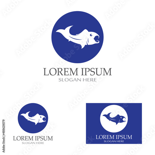 Fish logo, fishinghook, fish oil and seafood restaurant icon. With vector icon concept design illustration template