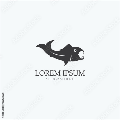 Fish logo, fishinghook, fish oil and seafood restaurant icon. With vector icon concept design illustration template