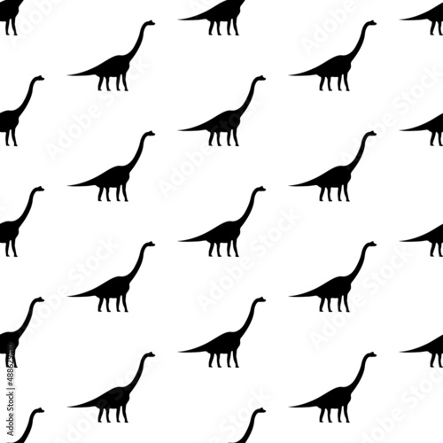 diplodocus seamless pattern isolated on white background.