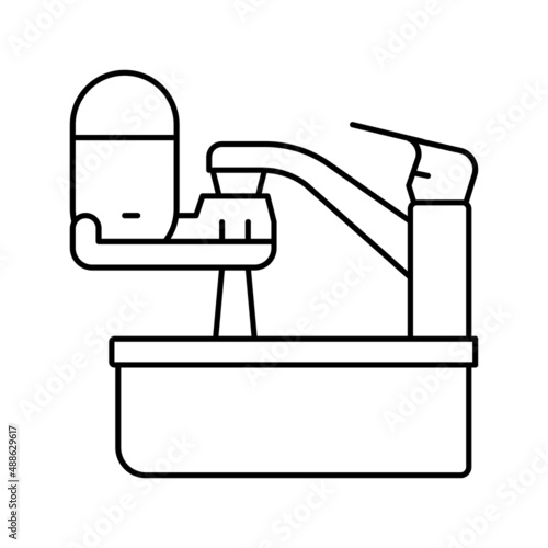 portable water filter for faucet line icon vector illustration