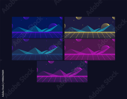 set of Concept of Future digital technology metaverse