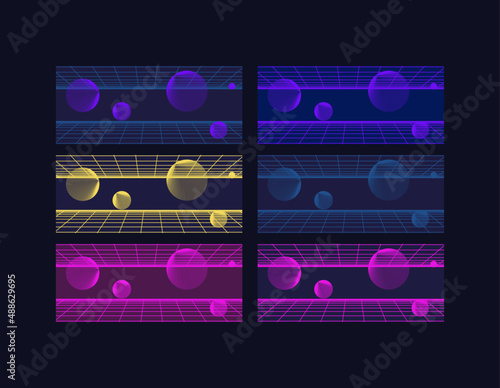 set of Concept of Future digital technology metaverse