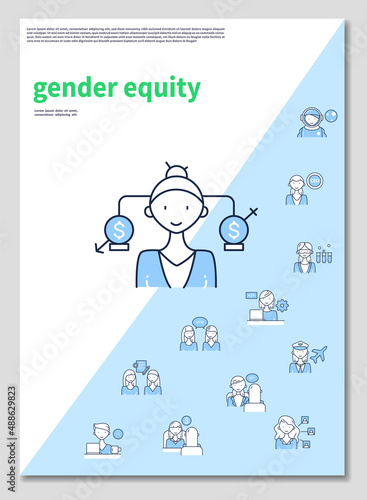 Sucessful woman brochure. gender equity. Equal rights for everuone. Professions templates.Minimal brochure layout and modern report flyers poster template